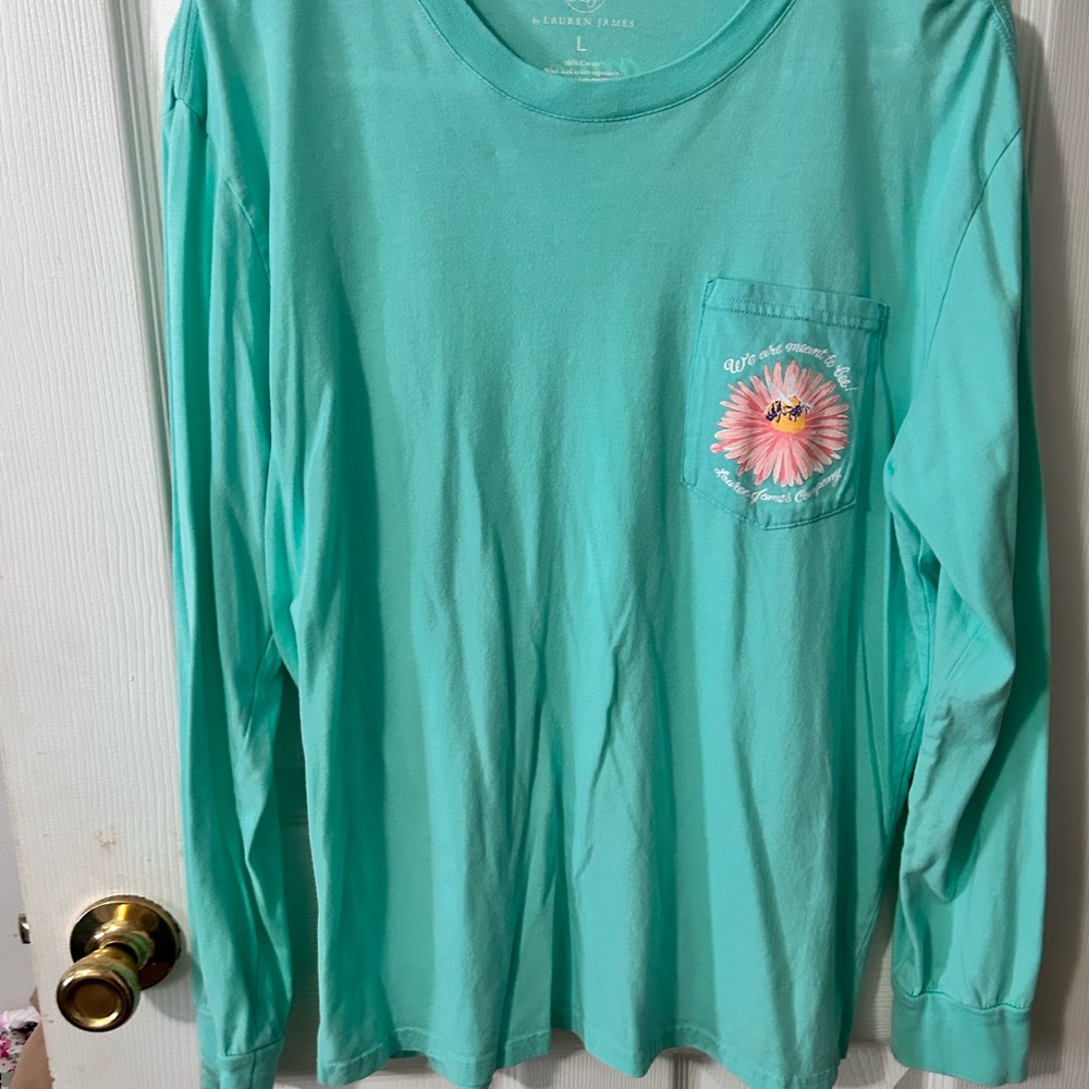 Lauren James Aqua Long Sleeve Tee